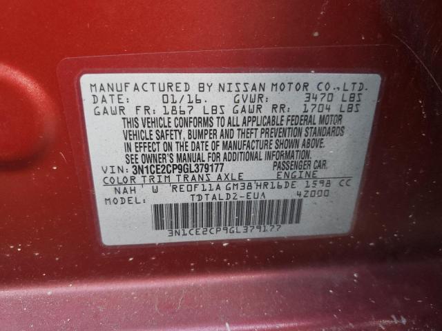 Photo 10 from auction – 2016 NISSAN VERSA NOTE with VIN 3N1CE2CP9GL379177