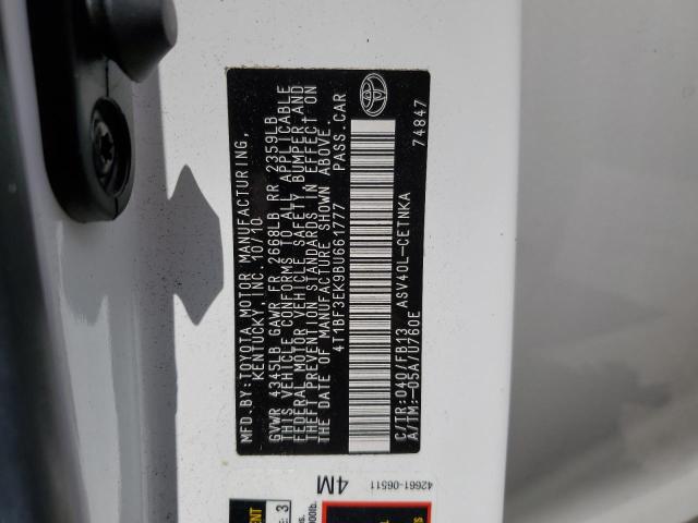 Photo 10 from auction – 2011 TOYOTA CAMRY BASE with VIN 4T1BF3EK9BU661777