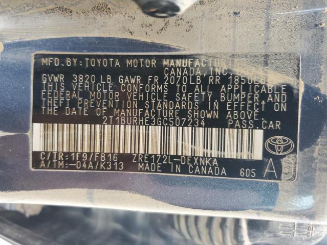 Photo 10 from auction – 2016 TOYOTA COROLLA with VIN 2T1BURHE3GC507234