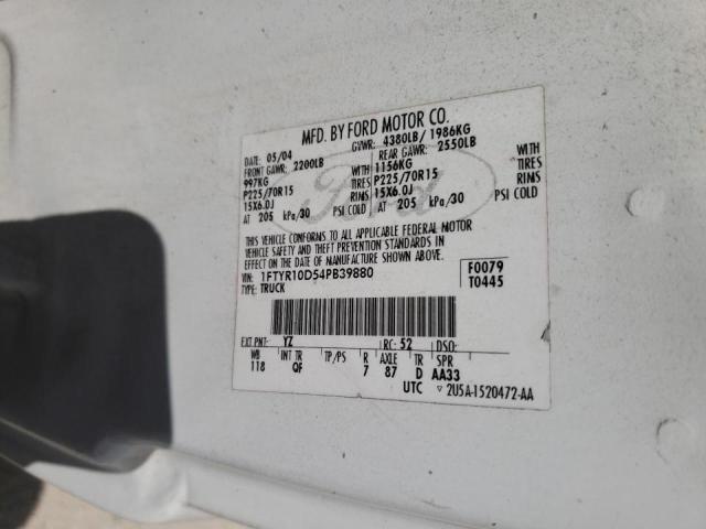 Photo 10 from auction – 2004 FORD RANGER with VIN 1FTYR10D54PB39880