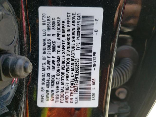 Photo 10 from auction – 2020 HONDA INSIGHT TO with VIN 19XZE4F91LE008593