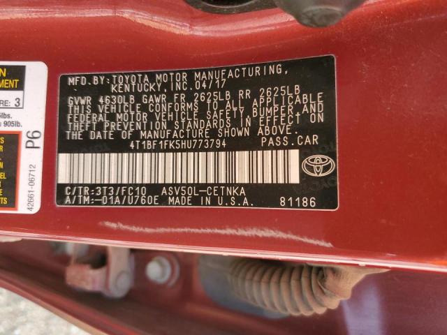 Photo 10 from auction – 2017 TOYOTA CAMRY LE with VIN 4T1BF1FK5HU773794