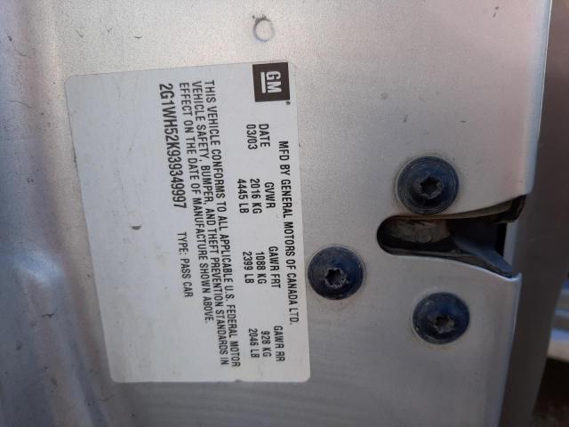 Photo 10 from auction – 2003 CHEVROLET IMPALA LS with VIN 2G1WH52K939349997