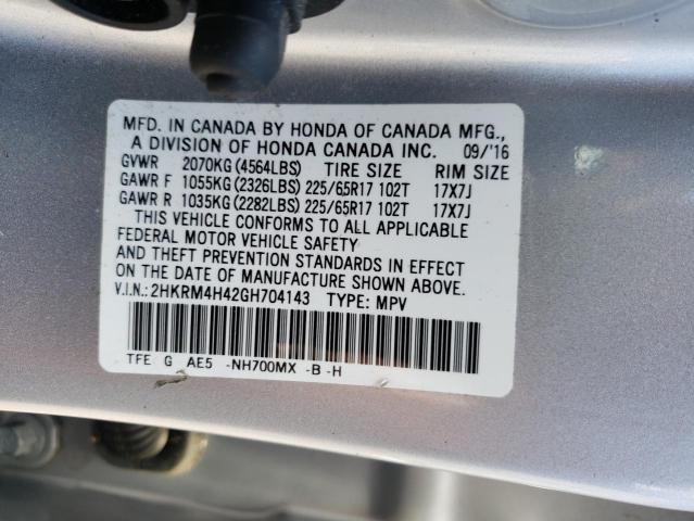 Photo 10 from auction – 2016 HONDA CR-V SE with VIN 2HKRM4H42GH704143