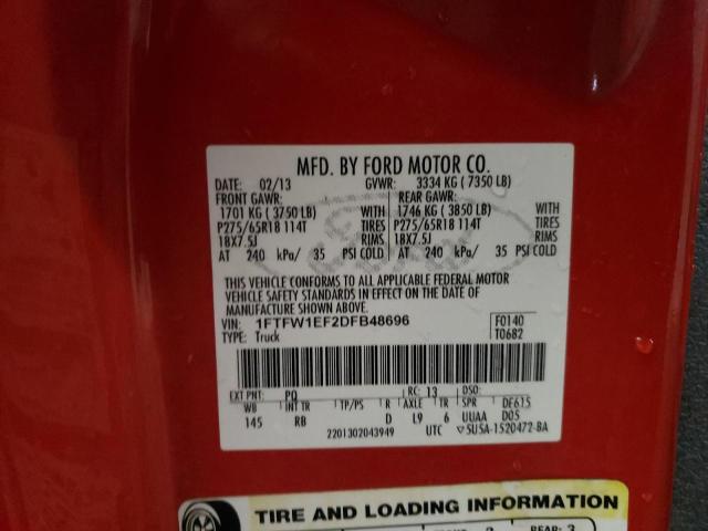 Photo 10 from auction – 2013 FORD F150 SUPER with VIN 1FTFW1EF2DFB48696