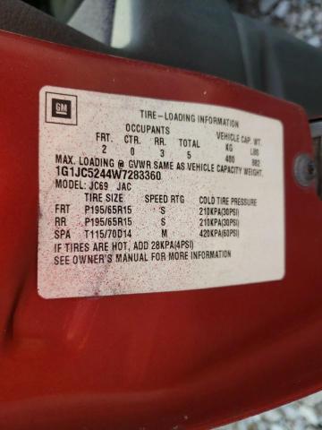 Photo 10 from auction – 1998 CHEVROLET CAVALIER with VIN 1G1JC5244W7283360