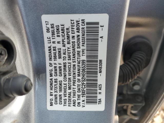 Photo 10 from auction – 2017 HONDA CIVIC LX with VIN 19XFC2F52HE065399