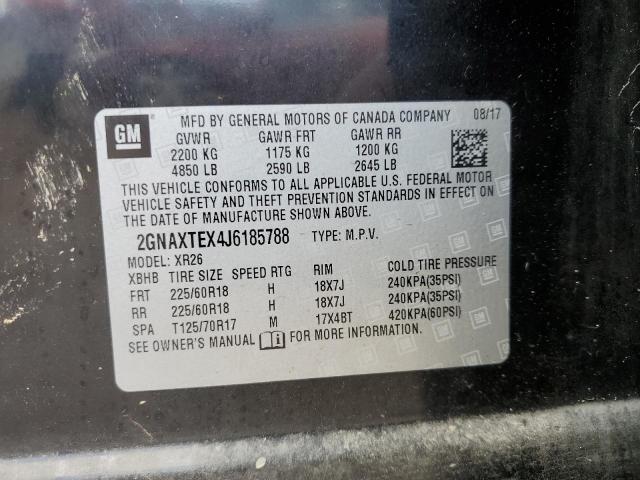 Photo 10 from auction – 2018 CHEVROLET EQUINOX LT with VIN 2GNAXTEX4J6185788