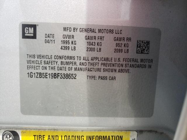Photo 10 from auction – 2011 CHEVROLET MALIBU LS with VIN 1G1ZB5E19BF338652