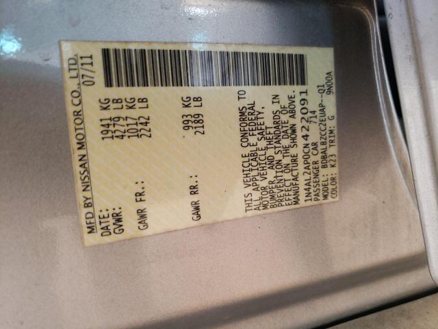 Photo 10 from auction – 2012 NISSAN ALTIMA BAS with VIN 1N4AL2AP0CN422091