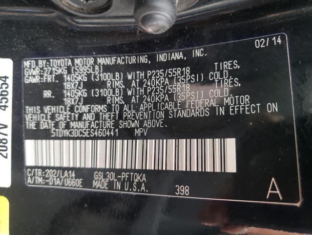 Photo 10 from auction – 2014 TOYOTA SIENNA XLE with VIN 5TDYK3DC5ES460441