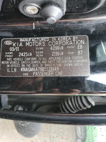 Photo 10 from auction – 2011 KIA OPTIMA LX with VIN KNAGM4A78B5121948