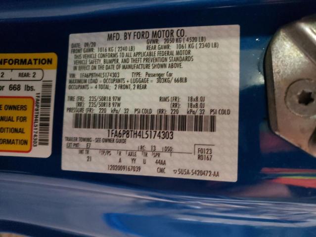 Photo 10 from auction – 2020 FORD MUSTANG with VIN 1FA6P8TH4L5174303
