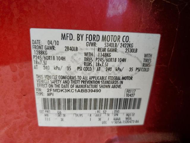 Photo 10 from auction – 2010 FORD EDGE LIMIT with VIN 2FMDK3KC1ABB39490