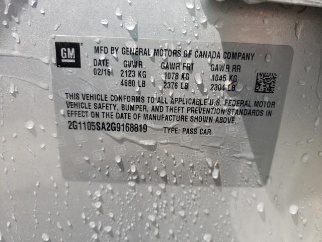 Photo 10 from auction – 2016 CHEVROLET IMPALA LT with VIN 2G1105SA2G9168819
