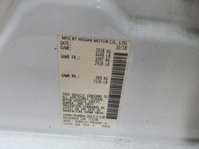 Photo 10 from auction – 2019 NISSAN ALTIMA SR with VIN 1N4BL4CW9KN302258
