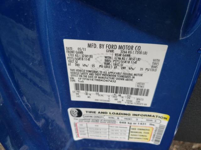 Photo 10 from auction – 2011 FORD F150 SUPER with VIN 1FTFW1ET8BKD67432
