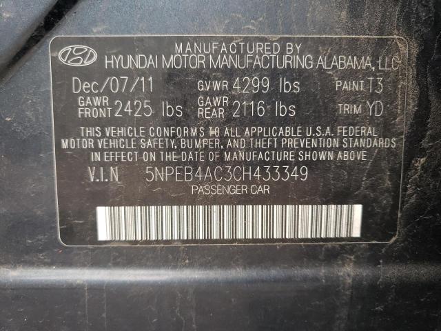 Photo 10 from auction – 2012 HYUNDAI SONATA GLS with VIN 5NPEB4AC3CH433349