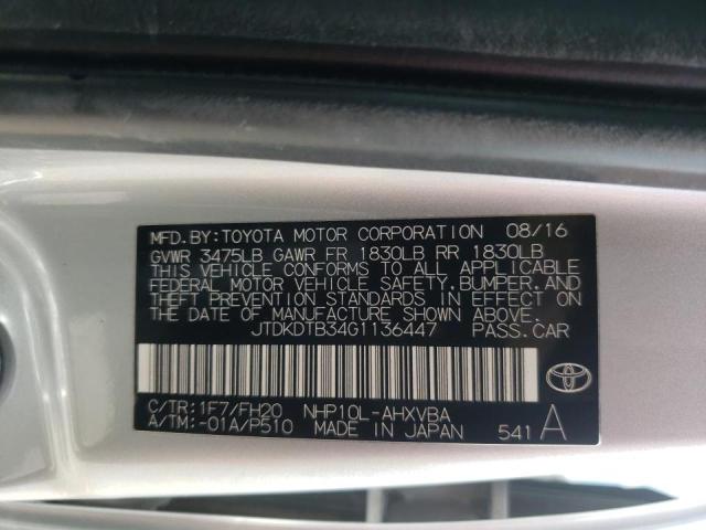 Photo 10 from auction – 2016 TOYOTA PRIUS C with VIN JTDKDTB34G1136447