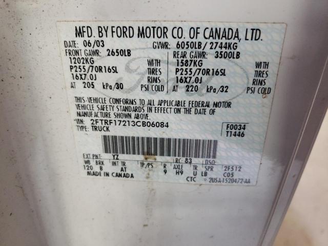 Photo 10 from auction – 2003 FORD F150 with VIN 2FTRF17213CB06084
