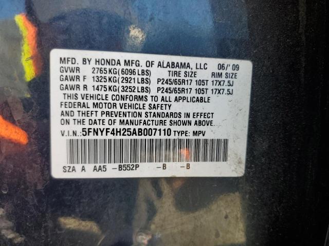 Photo 10 from auction – 2010 HONDA PILOT LX with VIN 5FNYF4H25AB007110