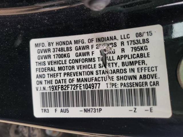 Photo 10 from auction – 2015 HONDA CIVIC SE with VIN 19XFB2F72FE104977