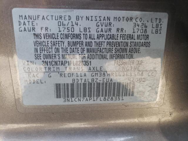 Фото 10 с аукциона – 2015 NISSAN VERSA S с VIN 3N1CN7AP1FL828351