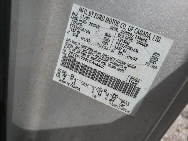 Photo 10 from auction – 2000 FORD F150 with VIN 2FTZF1720YCA46886