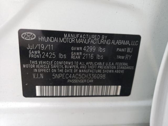 Photo 10 from auction – 2012 HYUNDAI SONATA SE with VIN 5NPEC4AC5CH336098