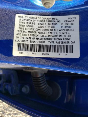 Photo 10 from auction – 2019 HONDA CIVIC SI with VIN 2HGFC1E56KH702691