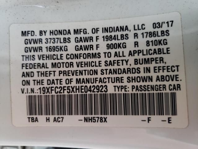 Photo 10 from auction – 2017 HONDA CIVIC LX with VIN 19XFC2F5XHE042923