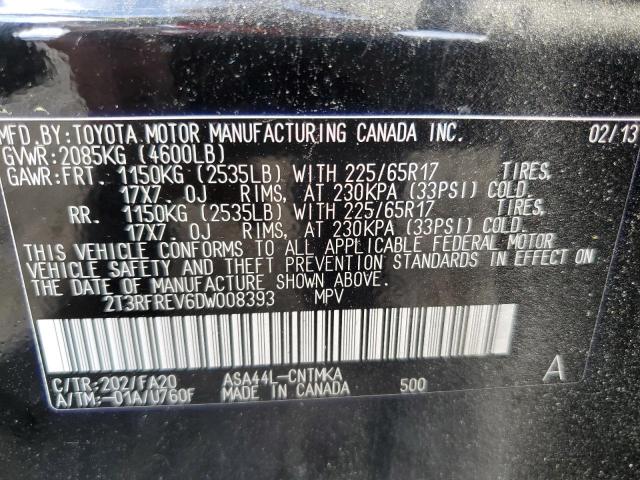 Photo 10 from auction – 2013 TOYOTA RAV4 XLE with VIN 2T3RFREV6DW008393