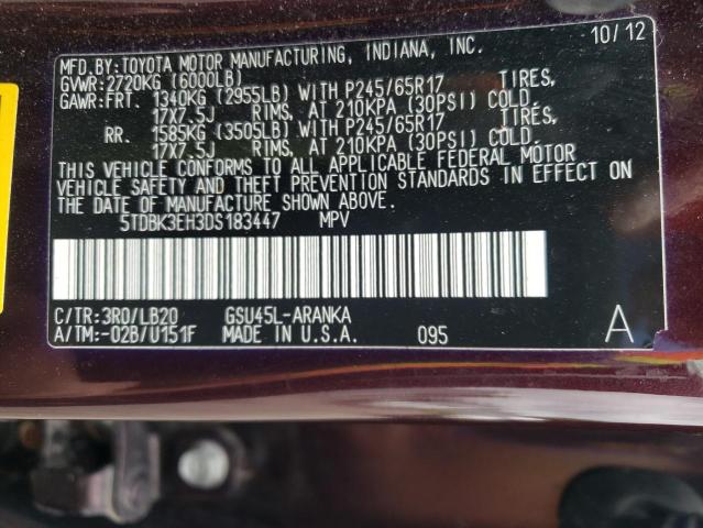 Photo 10 from auction – 2013 TOYOTA HIGHLANDER with VIN 5TDBK3EH3DS183447