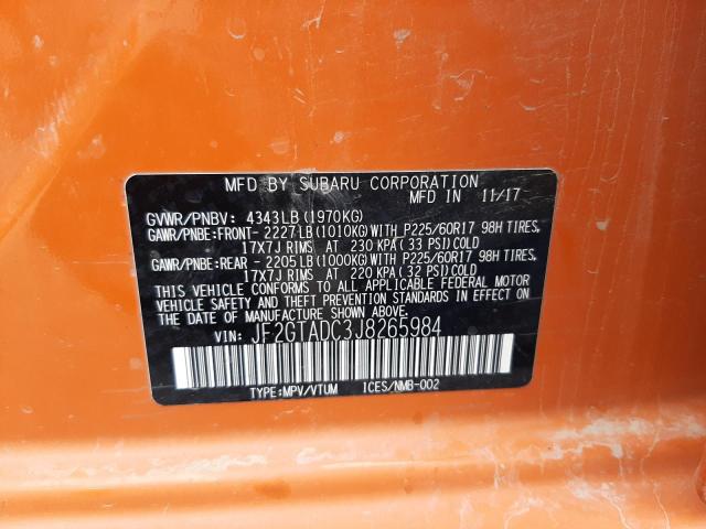 Photo 10 from auction – 2018 SUBARU CROSSTREK with VIN JF2GTADC3J8265984