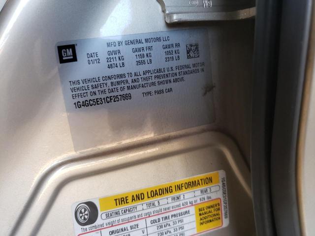 Photo 10 from auction – 2012 BUICK LACROSSE with VIN 1G4GC5E31CF257669