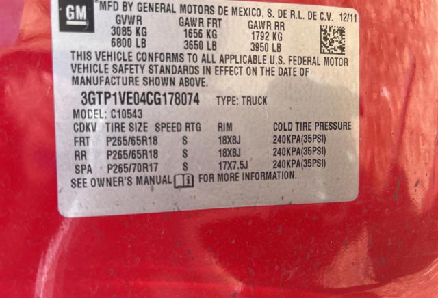 Photo 10 from auction – 2012 GMC SIERRA C15 with VIN 3GTP1VE04CG178074