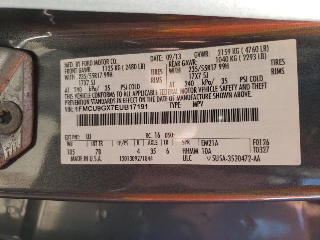 Photo 10 from auction – 2014 FORD ESCAPE SE with VIN 1FMCU9GX7EUB17191