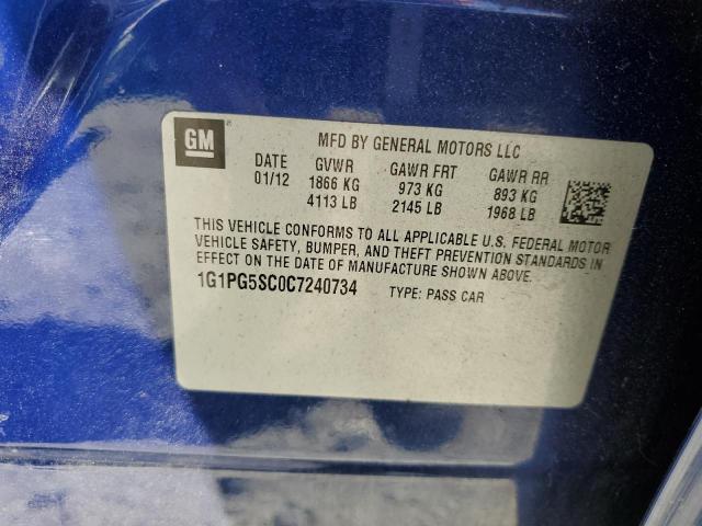 Photo 10 from auction – 2012 CHEVROLET CRUZE LT with VIN 1G1PG5SC0C7240734