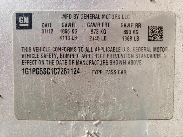 Photo 10 from auction – 2012 CHEVROLET CRUZE LT with VIN 1G1PG5SC1C7261124