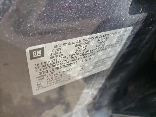Photo 10 from auction – 2016 GMC TERRAIN SL with VIN 2GKFLUEK4G6292549