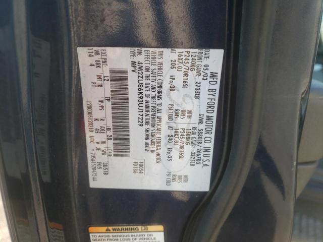 Photo 10 from auction – 2003 MERCURY MOUNTAINEE with VIN 4M2ZU86K93UJ17229