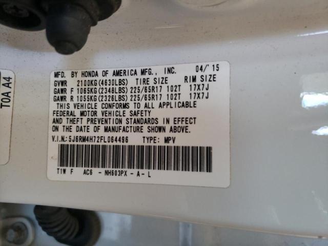 Photo 10 from auction – 2015 HONDA CR-V EXL with VIN 5J6RM4H72FL064496