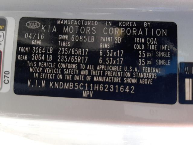 Photo 10 from auction – 2017 KIA SEDONA LX with VIN KNDMB5C11H6231642
