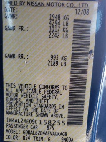 Photo 10 from auction – 2009 NISSAN ALTIMA 2.5 with VIN 1N4AL24E09C158255