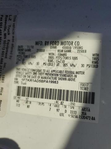 Photo 10 from auction – 2011 FORD RANGER with VIN 1FTKR1AD5BPA19983