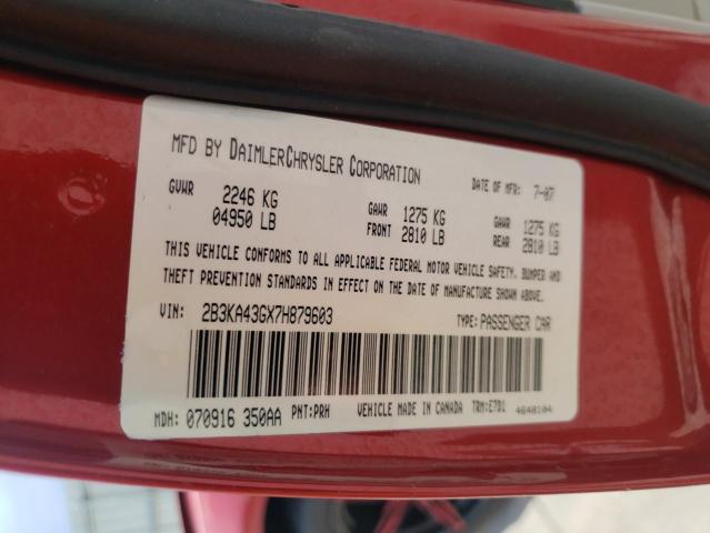 Photo 10 from auction – 2007 DODGE CHARGER SE with VIN 2B3KA43GX7H879603