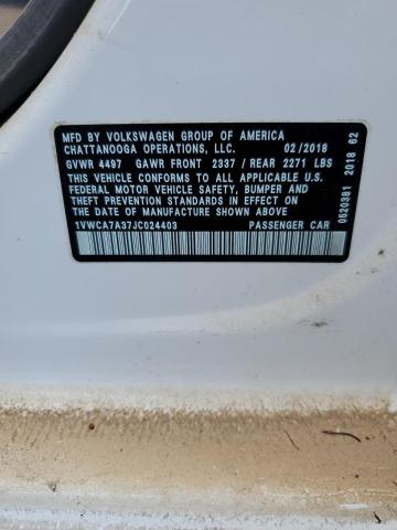 Photo 10 from auction – 2018 VOLKSWAGEN PASSAT SEL with VIN 1VWCA7A37JC024403