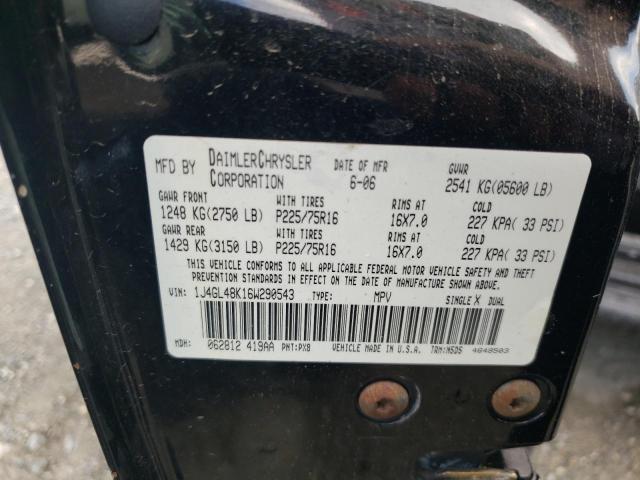 Photo 10 from auction – 2006 JEEP LIBERTY SP with VIN 1J4GL48K16W290543
