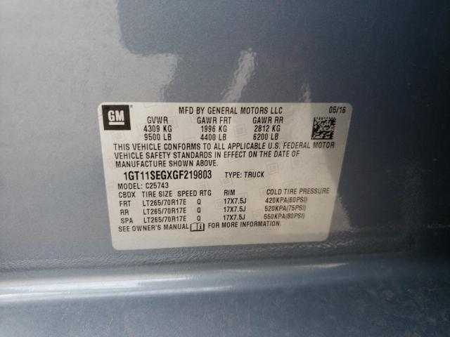 Photo 10 from auction – 2016 GMC SIERRA C25 with VIN 1GT11SEGXGF219803