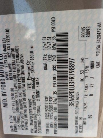 Photo 10 from auction – 2015 FORD FUSION SE with VIN 3FA6P0LU3FR198897